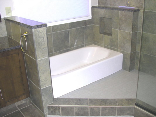 tub in shower area